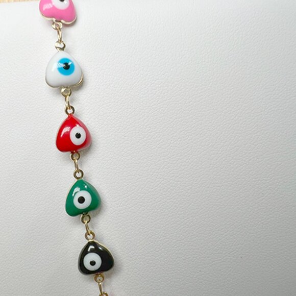 Eye Candy LA Luxe Collection Enamel Heart & Evil Eye Necklace - Picture 4 of 6